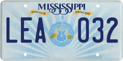 MS license plate LEA032