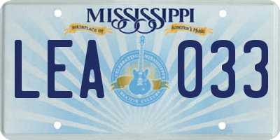 MS license plate LEA033