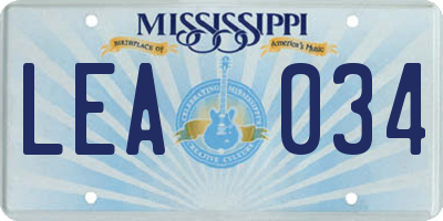 MS license plate LEA034