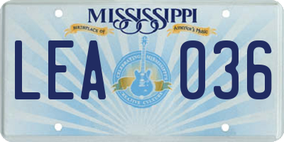MS license plate LEA036
