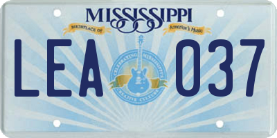 MS license plate LEA037