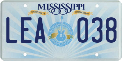 MS license plate LEA038