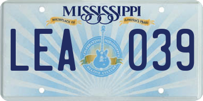 MS license plate LEA039