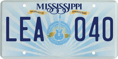 MS license plate LEA040