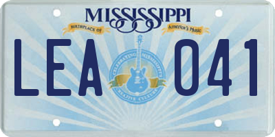 MS license plate LEA041