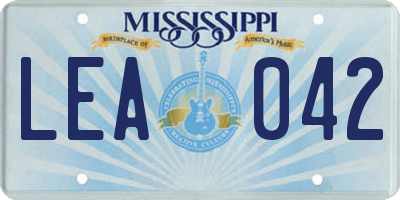 MS license plate LEA042
