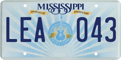 MS license plate LEA043