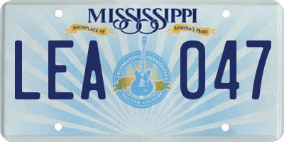 MS license plate LEA047