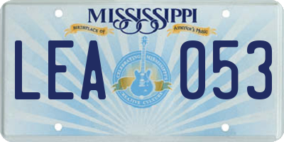MS license plate LEA053