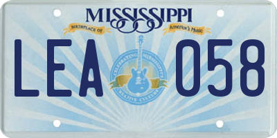 MS license plate LEA058