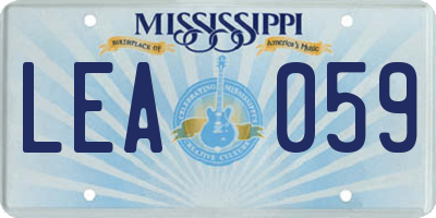 MS license plate LEA059