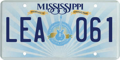 MS license plate LEA061