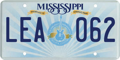 MS license plate LEA062