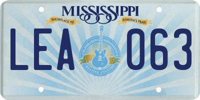 MS license plate LEA063