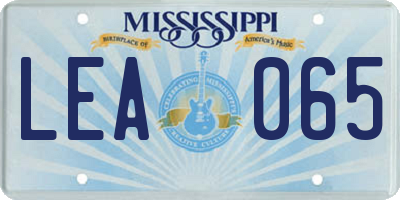 MS license plate LEA065
