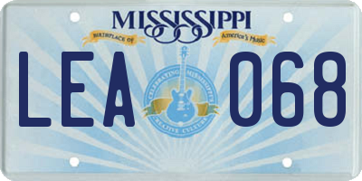 MS license plate LEA068
