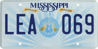 MS license plate LEA069