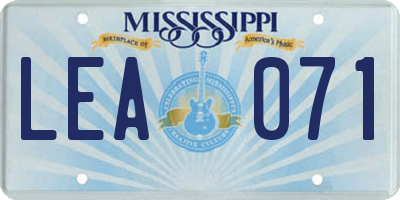 MS license plate LEA071