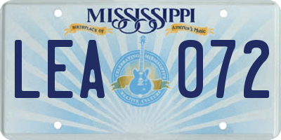 MS license plate LEA072