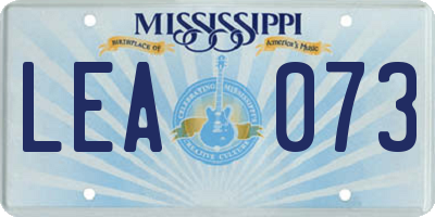 MS license plate LEA073
