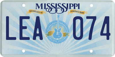 MS license plate LEA074