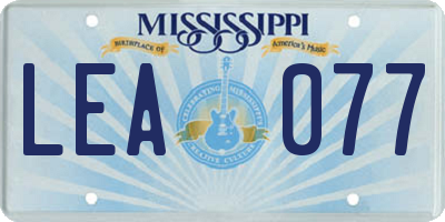MS license plate LEA077