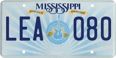 MS license plate LEA080
