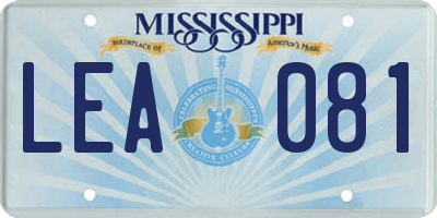 MS license plate LEA081