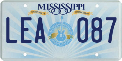 MS license plate LEA087