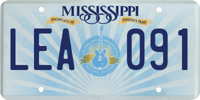 MS license plate LEA091
