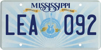 MS license plate LEA092