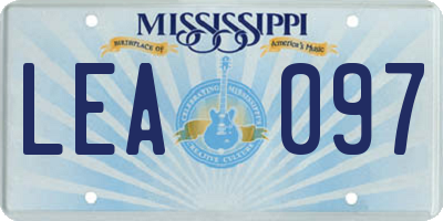 MS license plate LEA097