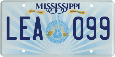 MS license plate LEA099
