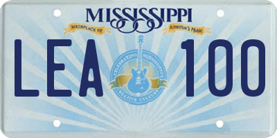 MS license plate LEA100