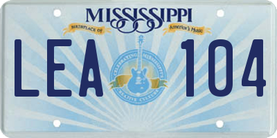 MS license plate LEA104