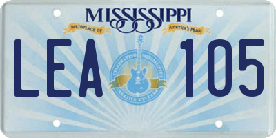MS license plate LEA105