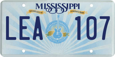 MS license plate LEA107