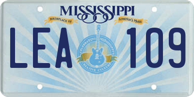 MS license plate LEA109