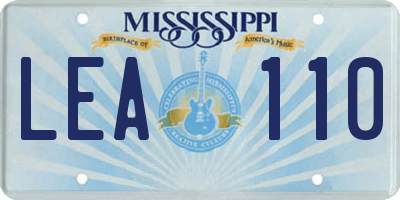 MS license plate LEA110