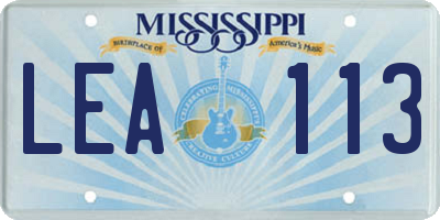 MS license plate LEA113