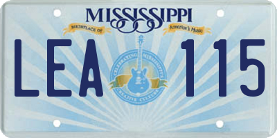 MS license plate LEA115