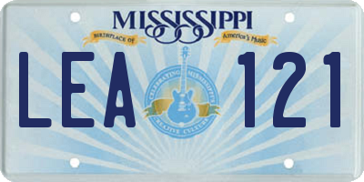 MS license plate LEA121