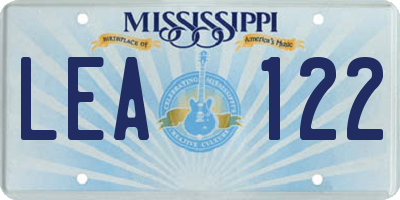MS license plate LEA122