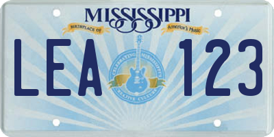 MS license plate LEA123
