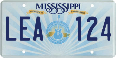 MS license plate LEA124