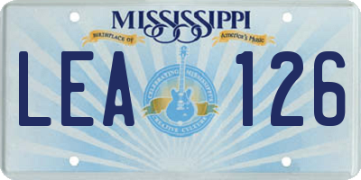 MS license plate LEA126