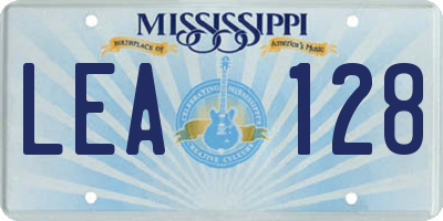 MS license plate LEA128