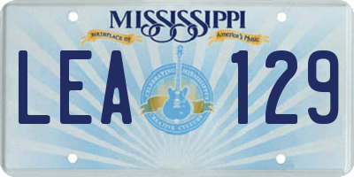MS license plate LEA129