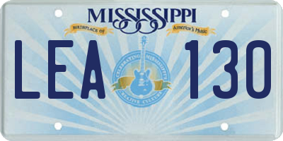 MS license plate LEA130