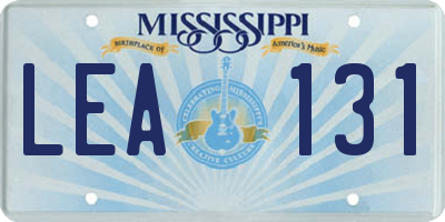 MS license plate LEA131